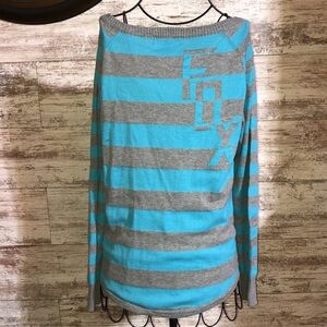 Fox racing stripped shirt size medium blue and gray v-neck button up top moto​​